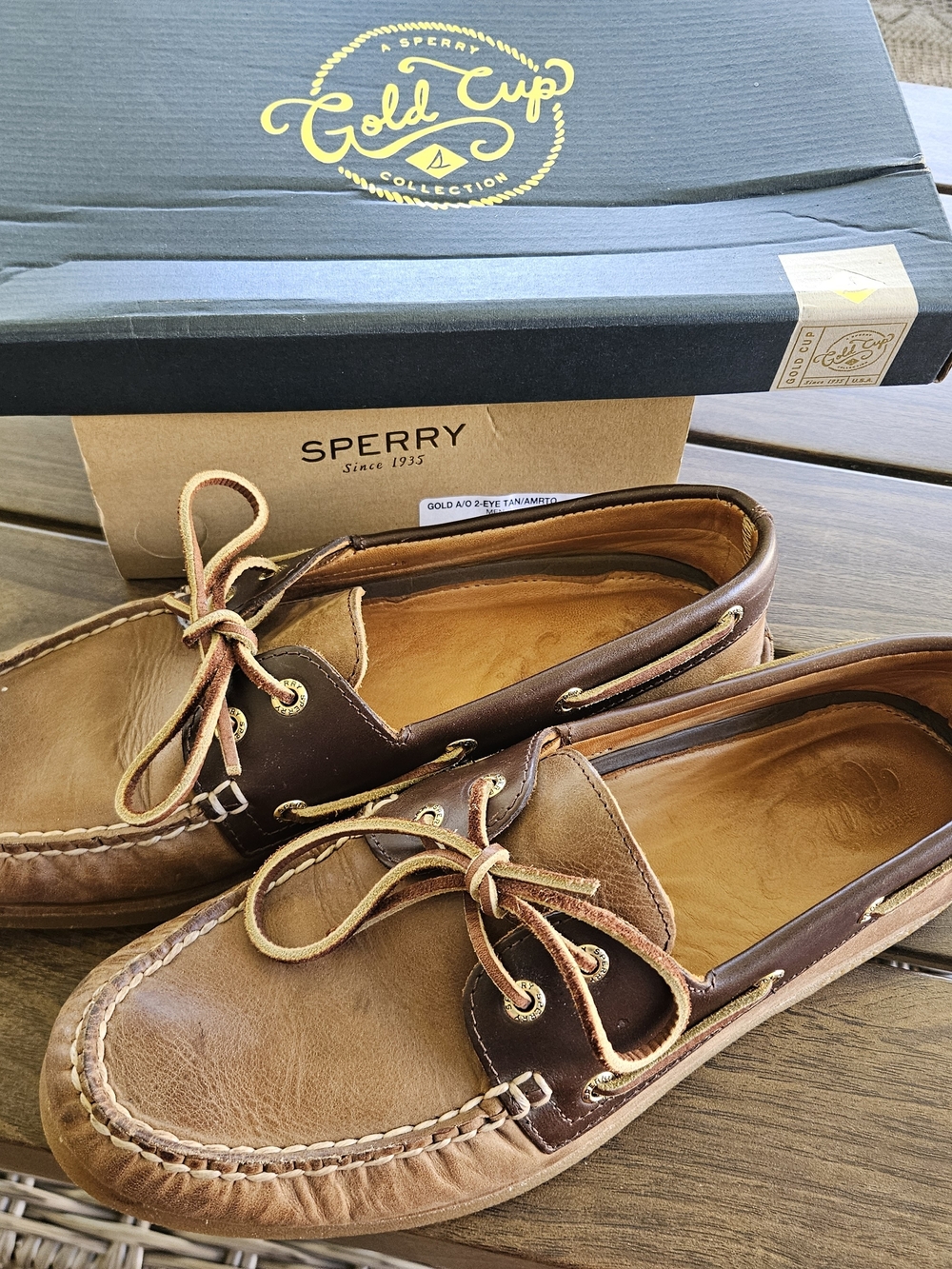 Sperry Gold Cup Two-Tone Brown Leather Boat Shoes